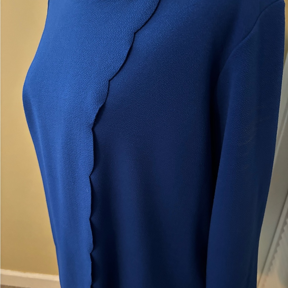 Vibrant Blue Boxy Blouse with 3/4 Sleeves